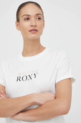 Roxy tricou din bumbac culoarea alb