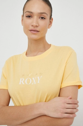 Roxy tricou din bumbac culoarea galben
