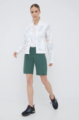 Salewa pantaloni scurti outdoor Talvena femei, culoarea verde, neted, medium waist