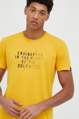 Salewa tricou sport culoarea galben, cu imprimeu