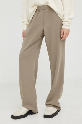 Samsoe Samsoe pantaloni femei, culoarea maro, drept, high waist