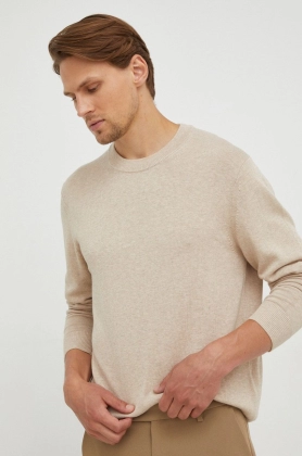 Samsoe Samsoe pulover din amestec de casmir barbati, culoarea bej, light