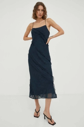 Samsoe Samsoe rochie culoarea albastru marin, maxi, drept