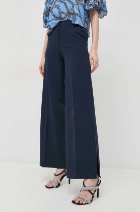 Silvian Heach pantaloni femei, culoarea albastru marin, lat, high waist