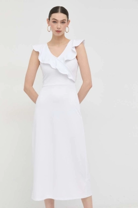 Silvian Heach rochie culoarea alb, midi, evazati