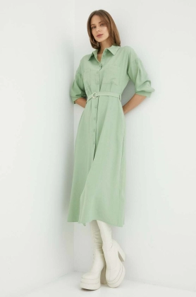 Silvian Heach rochie culoarea verde, midi, drept