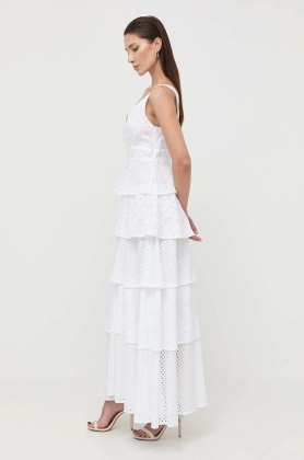 Silvian Heach rochie din bumbac culoarea alb, maxi, evazati
