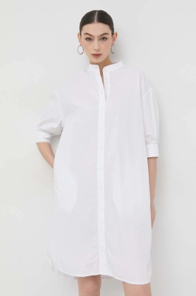 Silvian Heach rochie din bumbac culoarea alb, mini, oversize