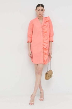 Silvian Heach rochie din bumbac culoarea portocaliu, mini, oversize
