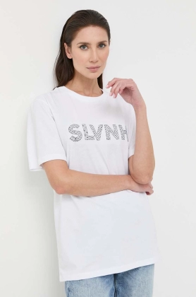 Silvian Heach tricou din bumbac culoarea alb