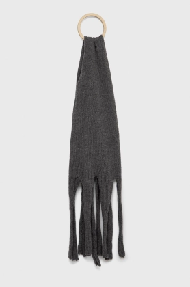 Sisley esarfa din amestec de lana culoarea gri, neted