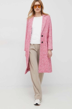 Sisley palton din lana culoarea roz, de tranzitie