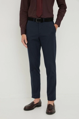 Sisley pantaloni barbati, culoarea albastru marin, cu fason chinos