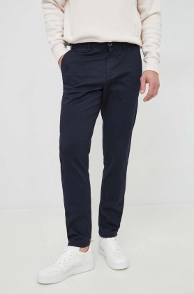 Sisley pantaloni barbati, culoarea albastru marin, drept