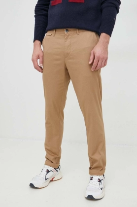 Sisley pantaloni barbati, culoarea bej, drept