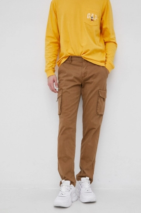Sisley Pantaloni barbati, culoarea maro, model drept