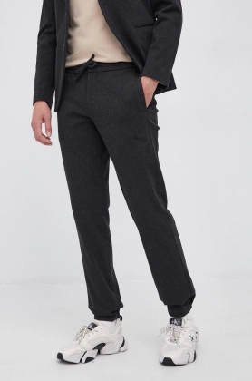 Sisley Pantaloni barbati, culoarea negru, material neted