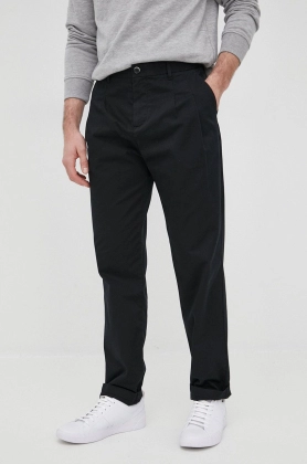 Sisley pantaloni de bumbac barbati, culoarea negru, cu fason chinos