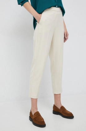 Sisley pantaloni femei, culoarea bej, fason chinos, high waist