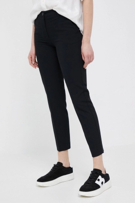 Sisley pantaloni femei, culoarea negru, mulata, medium waist