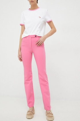 Sisley pantaloni femei, culoarea violet, drept, medium waist