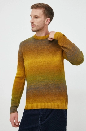 Sisley pulover de lana barbati, culoarea galben,