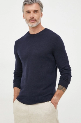 Sisley pulover din amestec de lana barbati, culoarea albastru marin, light