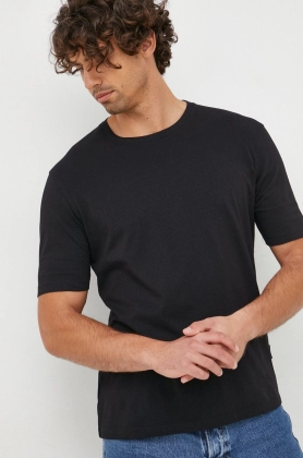 Sisley tricou barbati, culoarea negru, neted
