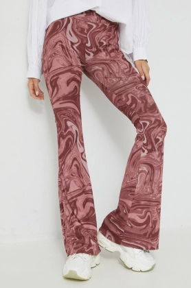 Sixth June pantaloni femei, culoarea roz, mulata, high waist