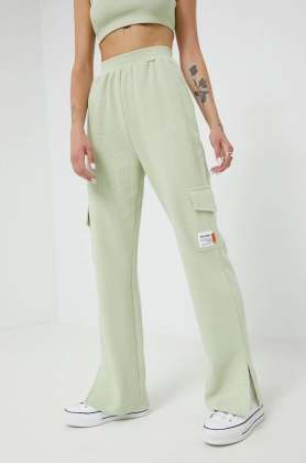 Sixth June pantaloni femei, culoarea verde, drept, high waist