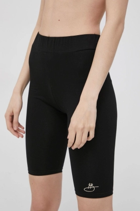 Sixth June pantaloni scurti femei, culoarea negru, cu imprimeu, high waist