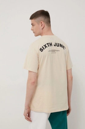 Sixth June tricou din bumbac culoarea bej, cu imprimeu