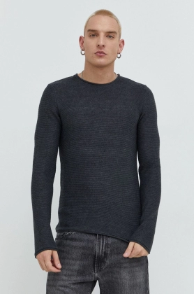 Solid pulover barbati, culoarea gri, light