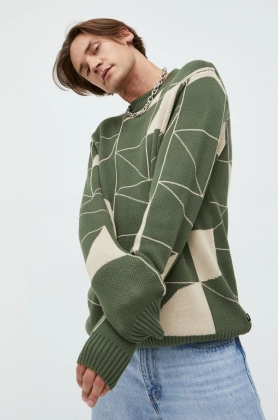 Solid pulover barbati, culoarea verde, light