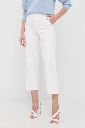 Spanx pantaloni femei, culoarea alb, drept, high waist