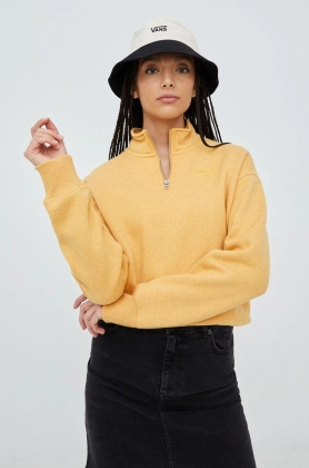 Superdry bluza femei, culoarea galben, cu imprimeu