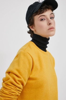 Superdry Bluza femei, culoarea galben, material neted
