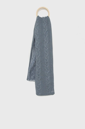 Superdry esarfa din amestec de lana culoarea albastru marin, neted