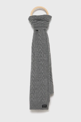 Superdry Esarfa din amestec de lana culoarea gri, material neted