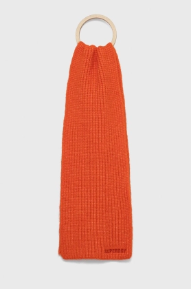 Superdry esarfa din amestec de lana culoarea portocaliu, neted