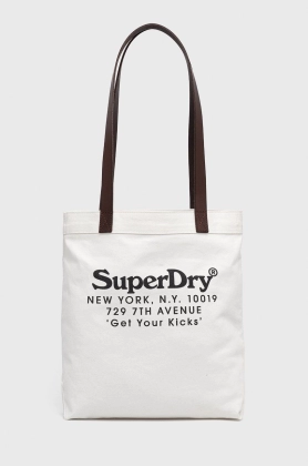 Superdry geanta culoarea alb