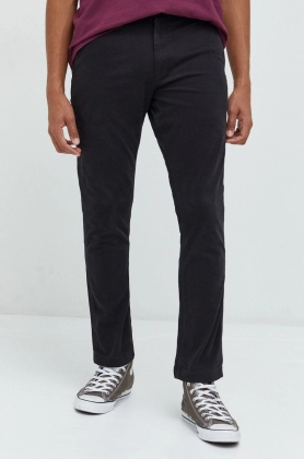 Superdry pantaloni barbati, culoarea negru, cu fason chinos