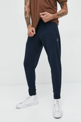 Superdry pantaloni de trening din bumbac barbati, culoarea albastru marin, neted