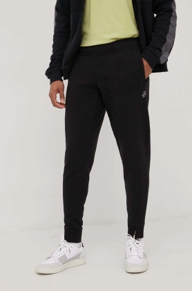 Superdry pantaloni de trening din bumbac barbati, culoarea negru, neted