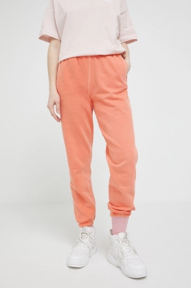 Superdry pantaloni de trening din bumbac culoarea portocaliu, neted