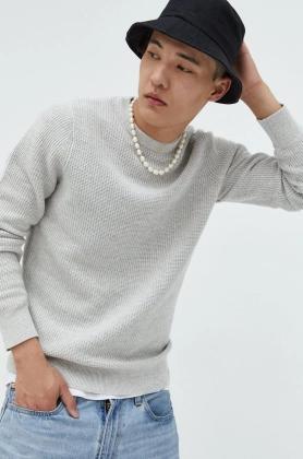 Superdry pulover de bumbac barbati, culoarea gri, light