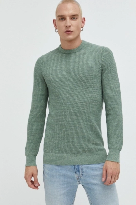 Superdry pulover de bumbac barbati, culoarea verde,
