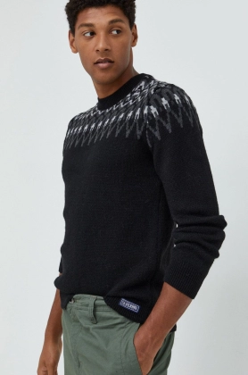Superdry pulover din amestec de lana barbati, culoarea negru,