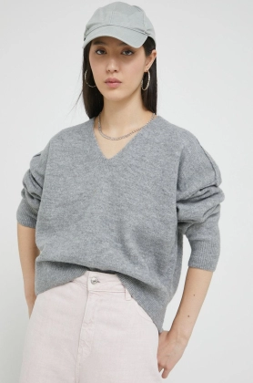 Superdry pulover femei, culoarea gri,