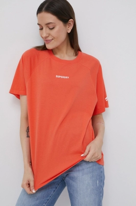 Superdry tricou din bumbac culoarea portocaliu
